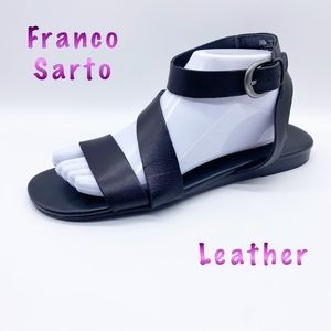 Franco Sarto- Black Leather Strap Sandal 10